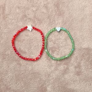 Kids Red and Green Beaded Bracelets